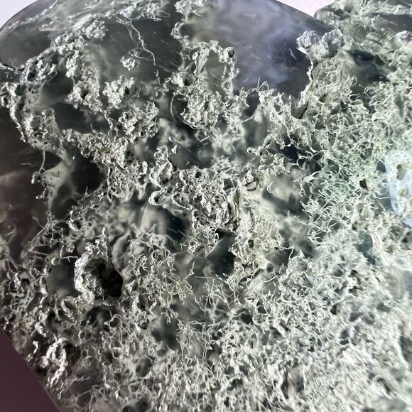 Moss Agate Crystal Heart (#6) - Picture 6 of 11